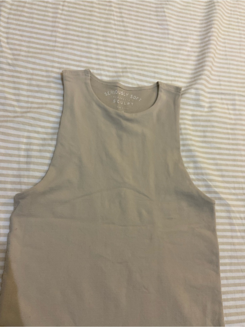Aeropostale Sculpt Sleeveless Crew Neck Tank Top Taupe Double Lined Front XS - Picture 2 of 5